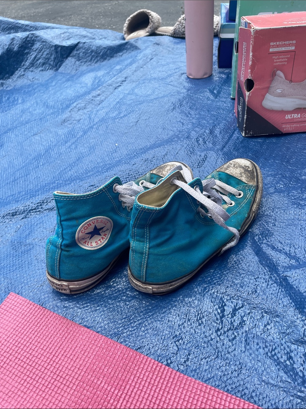 Teal Worn chuck taylor Converse 6.5 Women’s High Top Laced